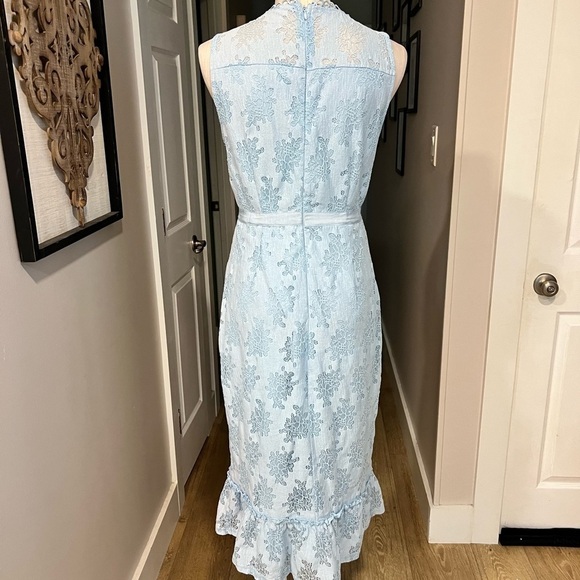 MIAMI for Francesca pale blue column lace over midi dress with ruffle hem - Picture 5 of 14
